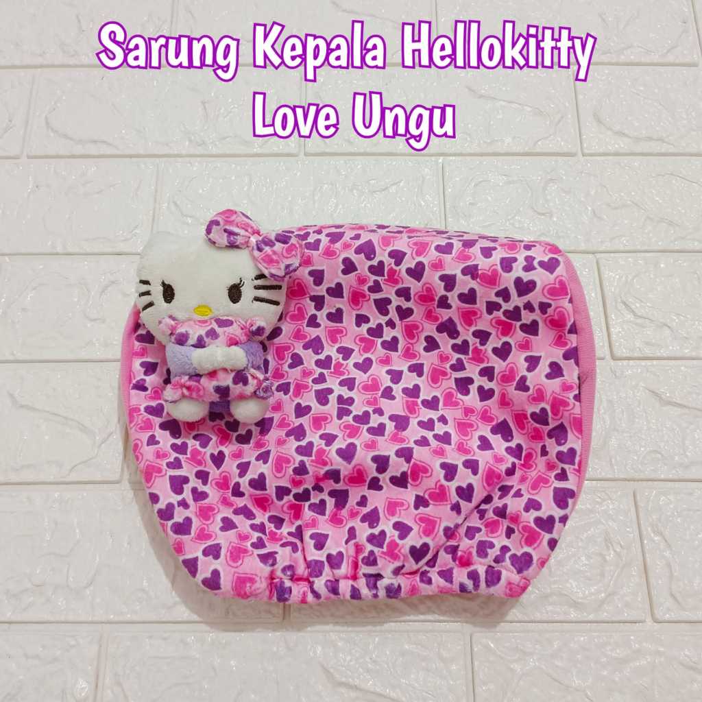 Bantal Mobil - Cover Sarung Sandaran Kepala Kursi Mobil Motif Hellokitty Love Ungu Pink