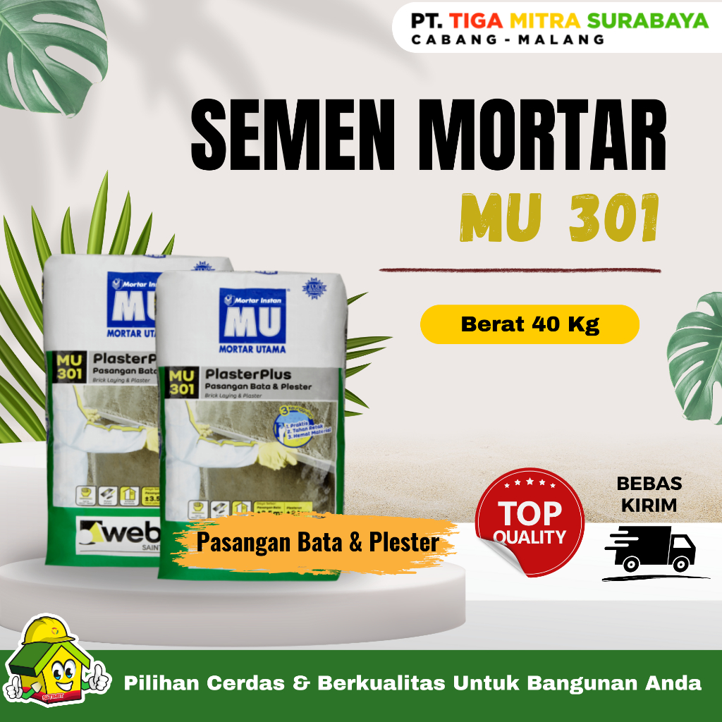 Semen Mortar MU 301 Plesteran Dinding dan Pasangan Bata Ringan