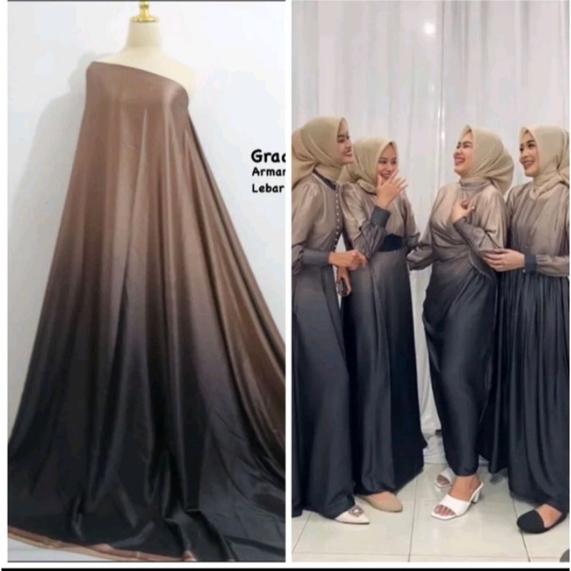 Kain Gradasi Warna Bahan Armany Silk Import/Gradasi polos/kain mewah/bridesmaid outfit/dasar gamis m