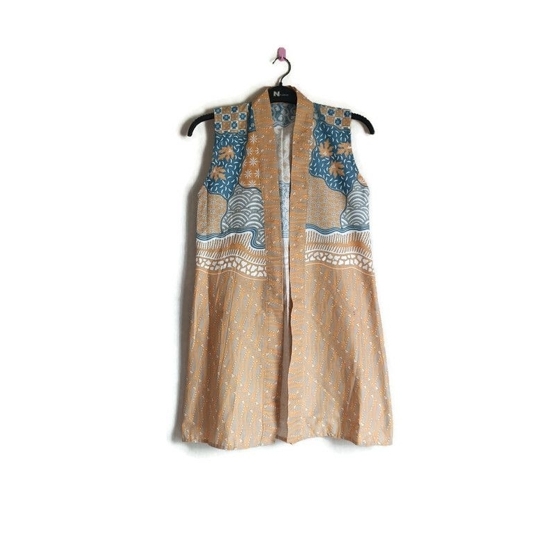 ONE SET ROMPI BATIK OUTER TANPA LENGAN WANITA JUMBO XXL XL VEST BATIK BLAZER BATIK KANTORAN