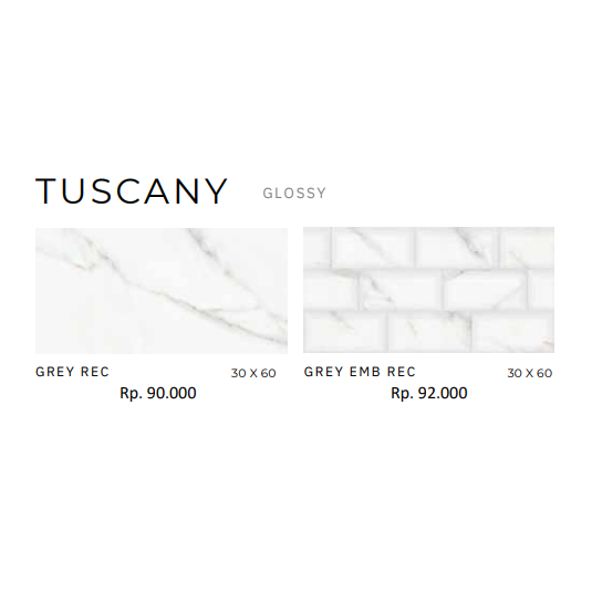 Grosir Keramik Platinum Tuscany 30x60 Putih Bata dan Putih Garis Glosy Grade A Untuk Lantai dan Dinding