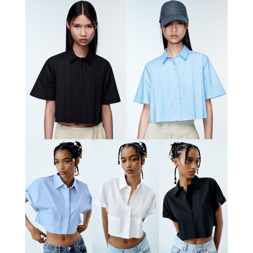 Zara Cropped Poplin & Pleated Shirt // Seventeen Shop //