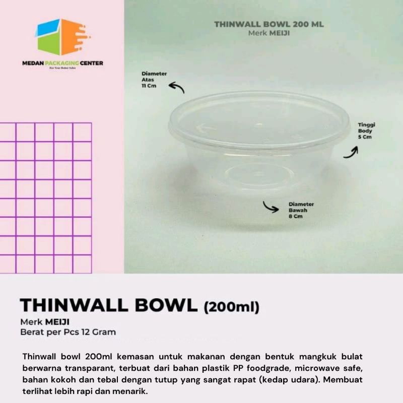 Thinwall bowl 200ml dan 300ml / Mangkok plastik dengan tutup