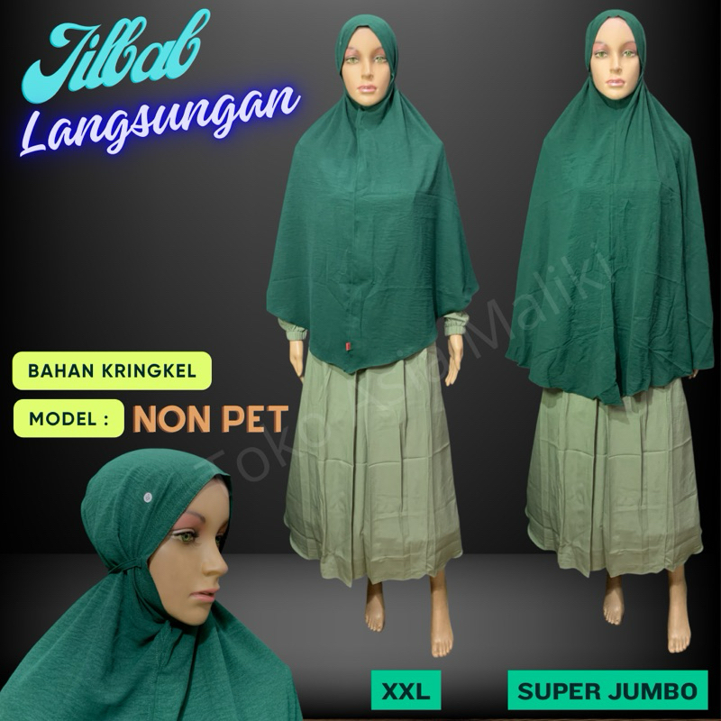 Jilbab Hijab Langsungan Pet dan Tanpa Pet SYAR’I Super JUMBO Jilbab Haji dan Umroh