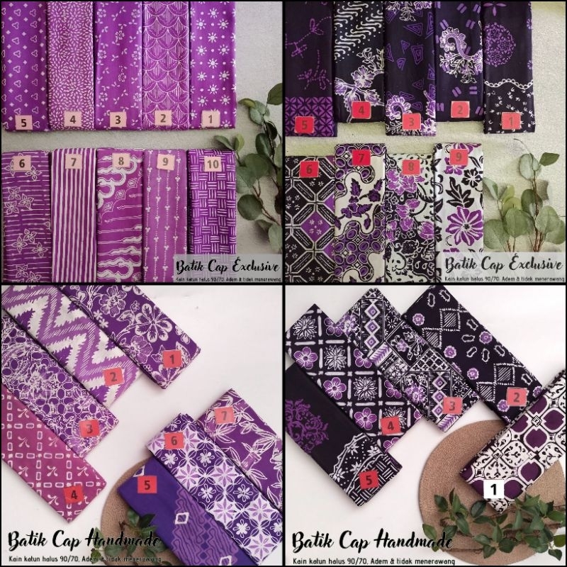KAIN BATIK CAP HALUS WARNA UNGU PURPLE LILAC PASTEL GRADE A