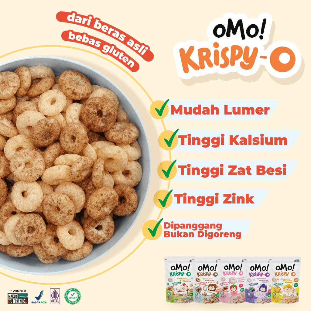 [NEW] OMO! Krispy - O | Rasa Apple Strawberry 15gr - Snack 8 bulan++