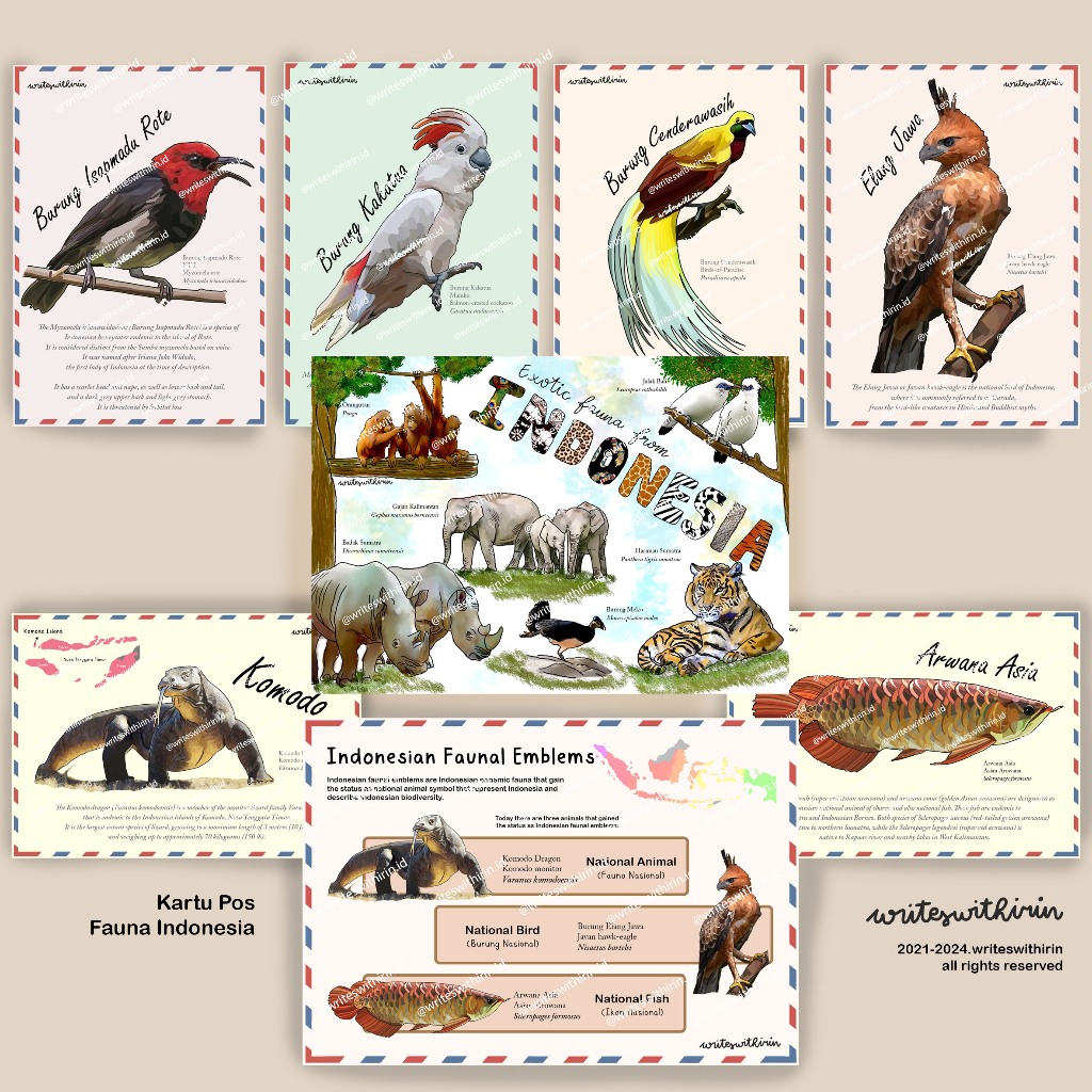 

(writeswithirin) Kartu Pos/ Postcard/ Post Card/ Penpal/ Poskad Fauna Indonesia