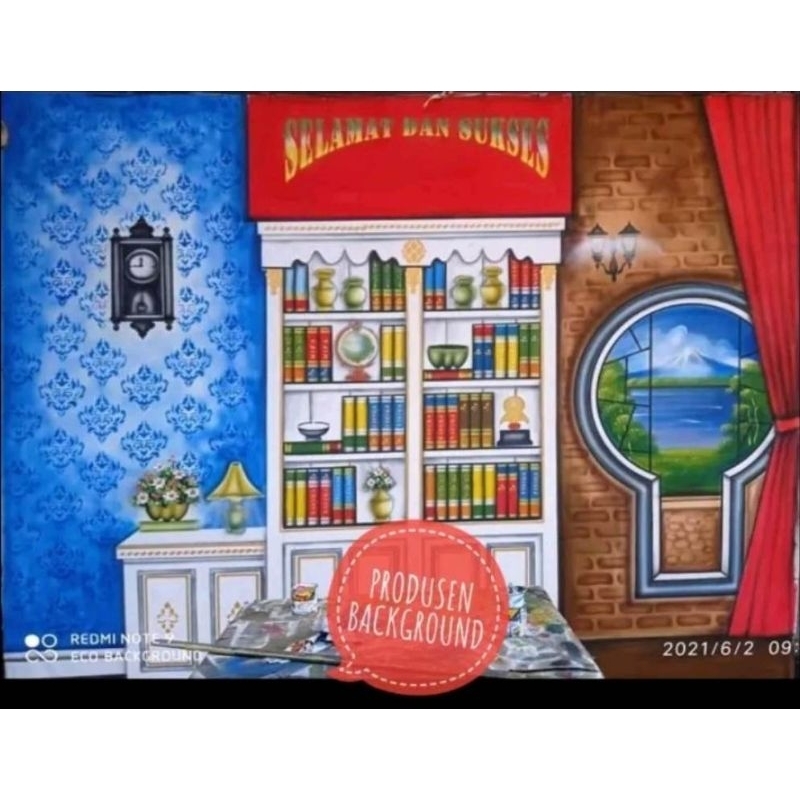 Background Wisuda Rak Buku Cantik