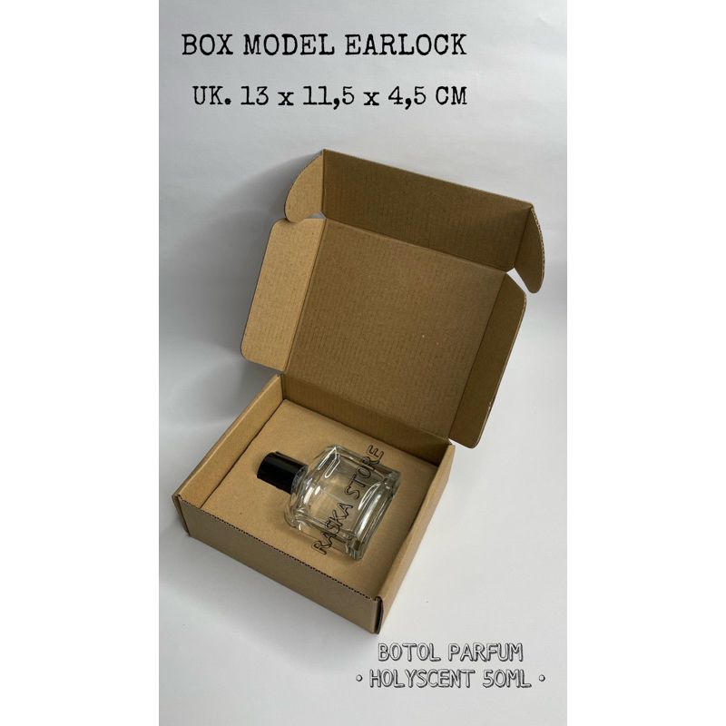 

kardus karton uk. 13 x 11,5 x 4,5cm model diecut parfum Holyscent 50 ML