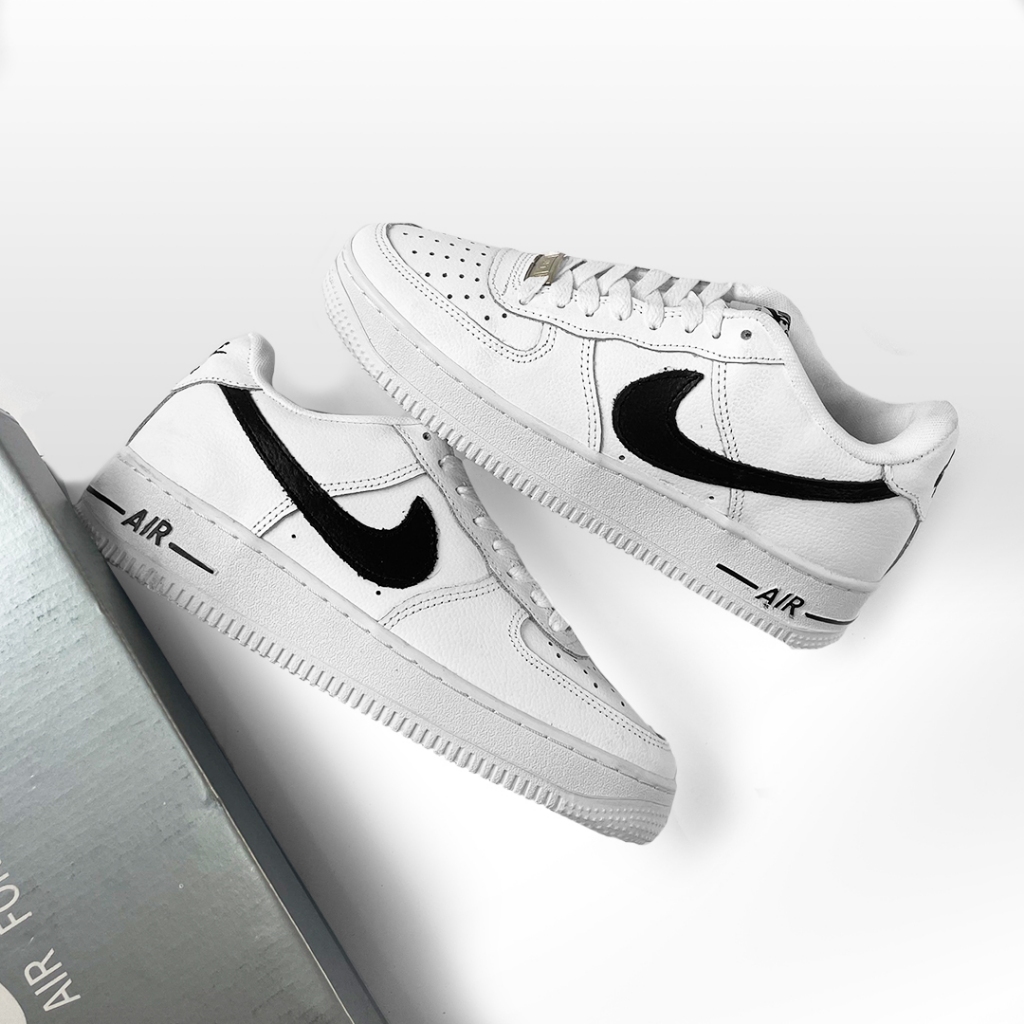 SEPATU SNEAKERS PRIA WANITA - NK AIR FORCE 1 - WHITE BLACK - BEST SELLER IMPORT HIGH QUALITY