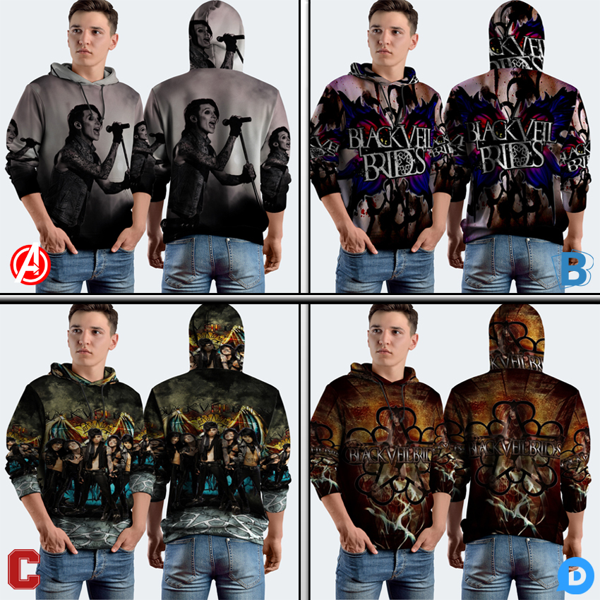 Jaket Hoodie Black Veil Brides Hoodie Jumper Fullprint Casual Pullover Hoodie Full Print New Casual 