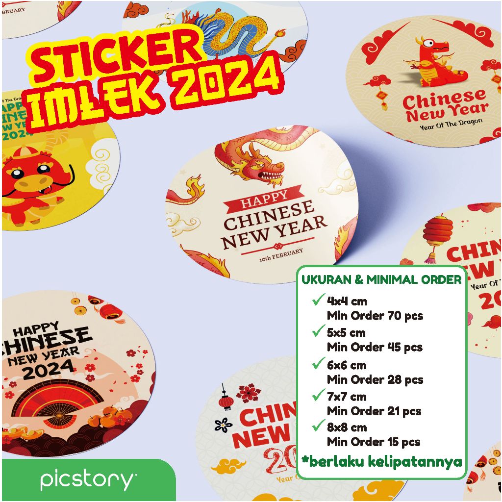 Sticker Bulat Imlek/ Cetak Stiker Imlek/ Sticker Label Chinese New Year NAGA