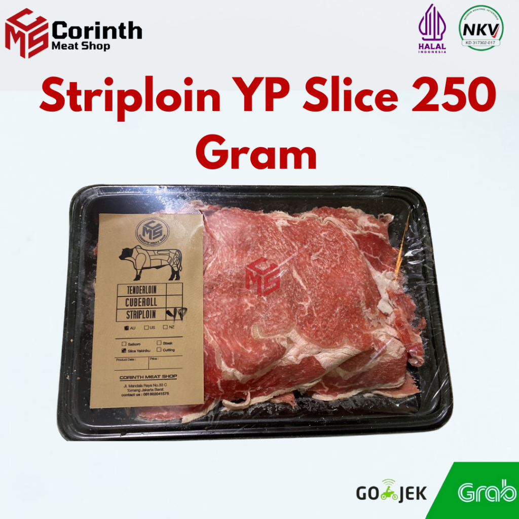 

Striploin YP Slice 250 Gram | 100% Halal PREMIUM QUALITY | SUKIYAKI GRILL BBQ
