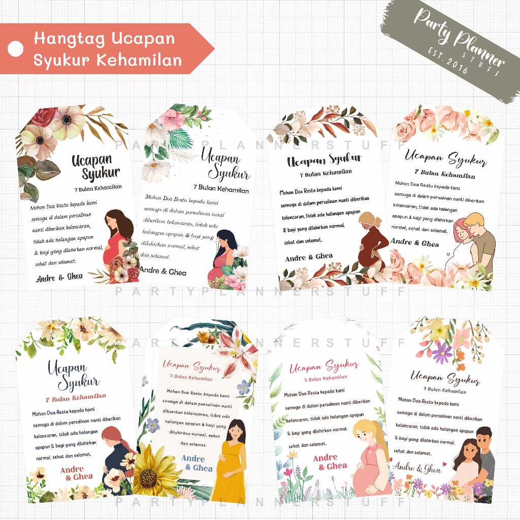 (isi 30pcs) Hangtag ucapan syukur 7 bulan kehamilan / tag souvenir ucapan syukur 4 7 bulanan kehamil