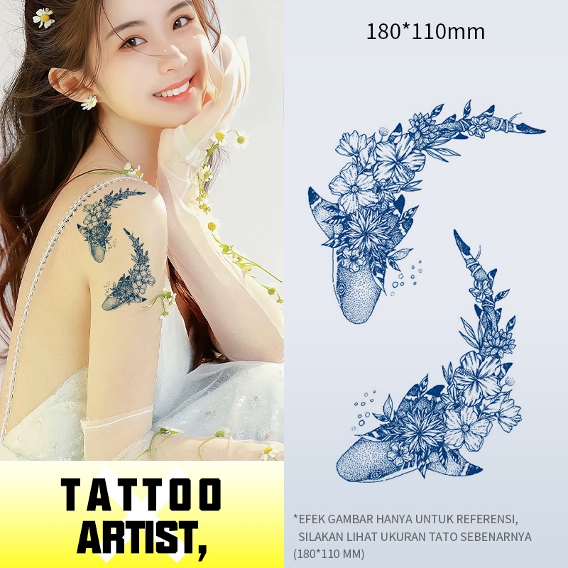 Motif Ikan, tatto temporer, tato temporer,Tato Sementara, Tinta Kertas Bali, Tahan 15 Hari, Tahan Ai