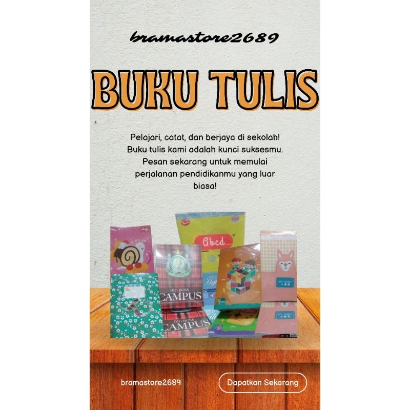 

Buku tulis sekolah TERMURAH dengan berbagai merek,lembar, di jual per pack isi 10