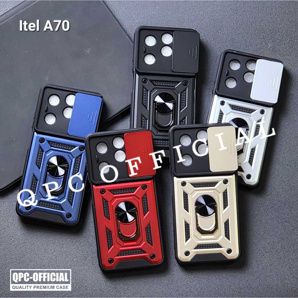 Itel A70 Case ARMOR SLIDE PROTECT KAMERA Case Robot Slide Kamera + RingStand Case Itel A70