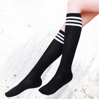 { MyReseller } Kaos Kaki Panjang Cosplay Custome Lingerie Elastic All Size Motif 3 Garis Line Overkn