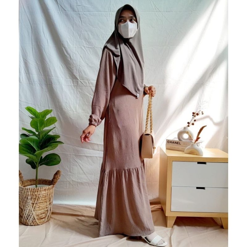 GAMIS DRESS MOCCA MUSLIMAH SYARI BUSUI CRINKLE AIRFLOW PREMIUM ALILA MURAH GRATIS ONGKIR