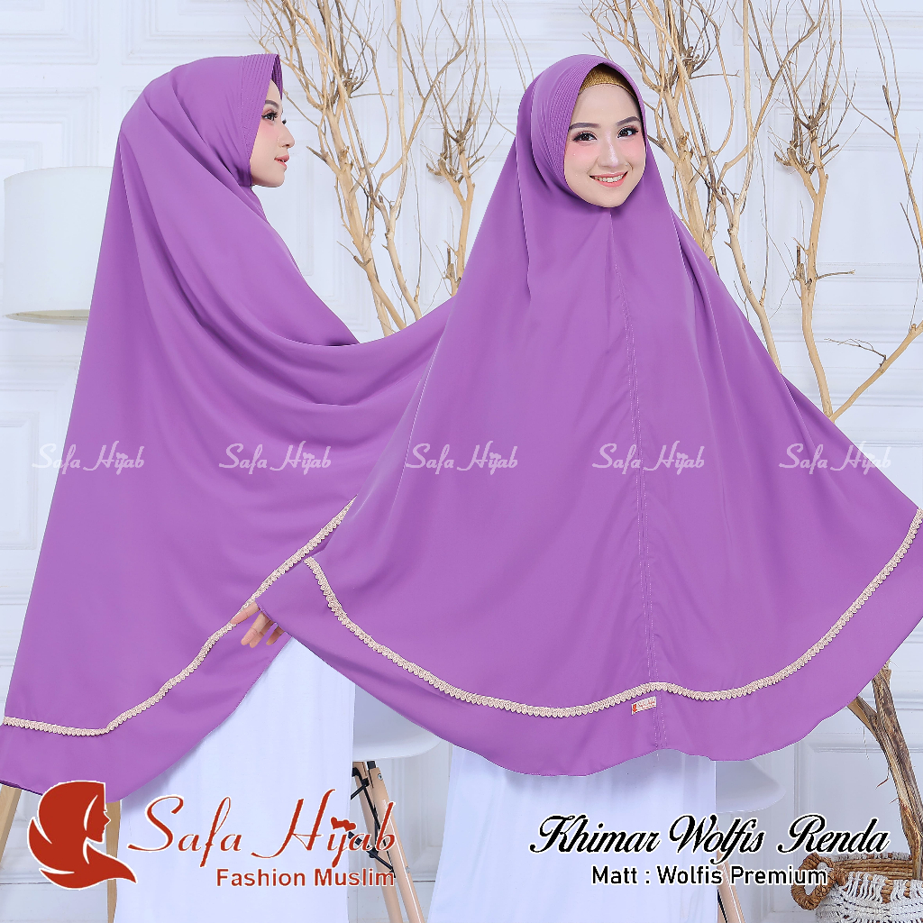 Khimar Wolfis syari Hijab Wolfis Renda syari Bergo wolfis syari Renda wolpeach premium Safa Hijab