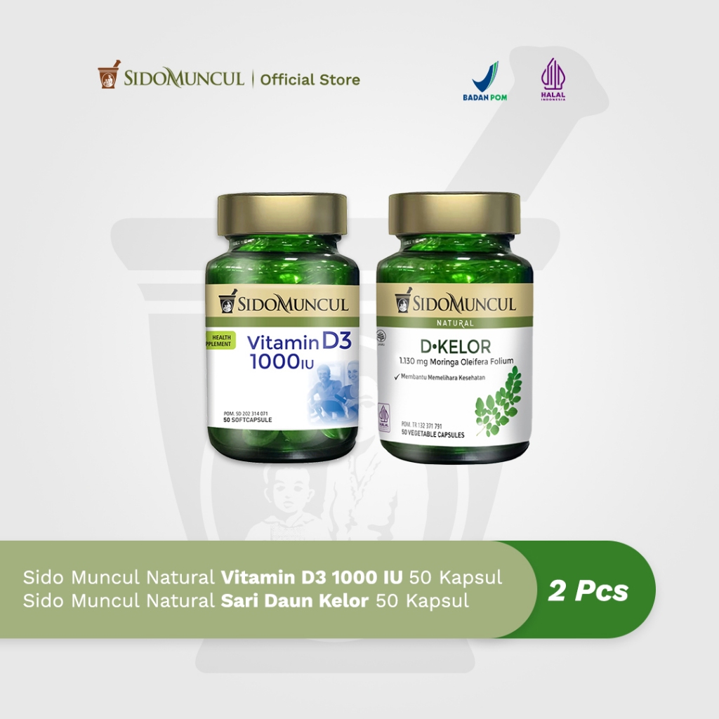 Paket Tulang Sehat - Sido Muncul D3 1000 IU + Sari Daun Kelor 50k