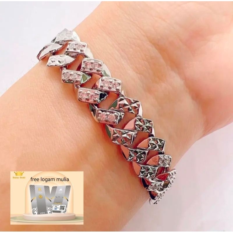 Perhiasan Titanium Asli Wanita Gelang Rantai Sisik Naga Perak Anti Karat Dan Anti Luntur Terbaru Ori