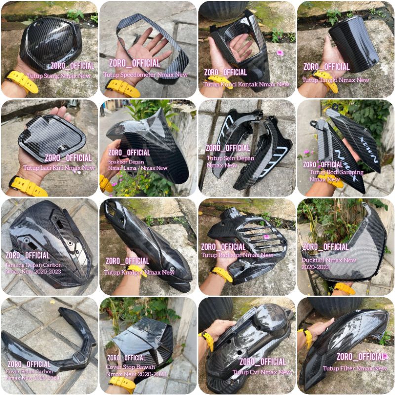 Paket Cover Full Set Bodi Carbon Nmax New 2020-2023 Filter/Cvt/Sirip/Sen Depan/Knalpot/Radiator dll