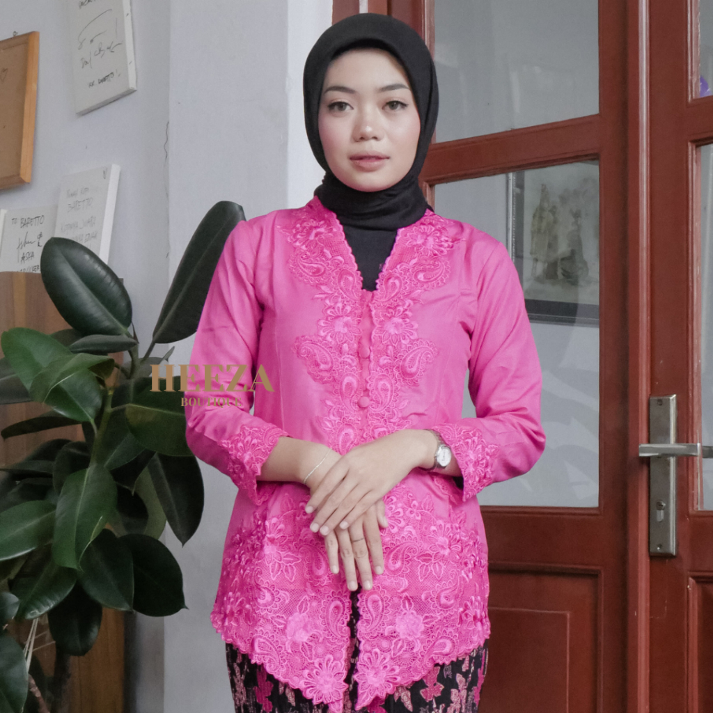 Heeza - Kebaya Encim Modern Katun Karini Premium Pink Magenta