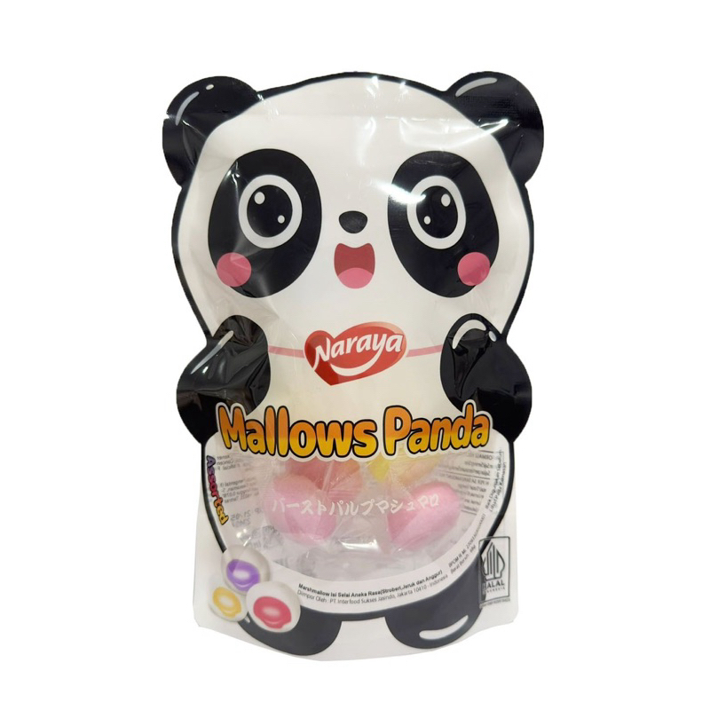 

Naraya Mallows Panda Assorted 68g Marshmallow Crispy Filling Jam Rasa Buah Strawbery Anggur Orange