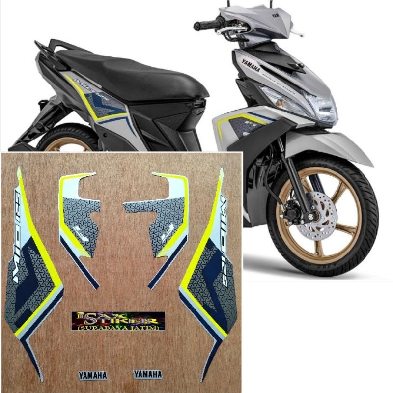 Striping Original Yamaha Mio M3 FI Silver Lis hijau tahun 2019 2020