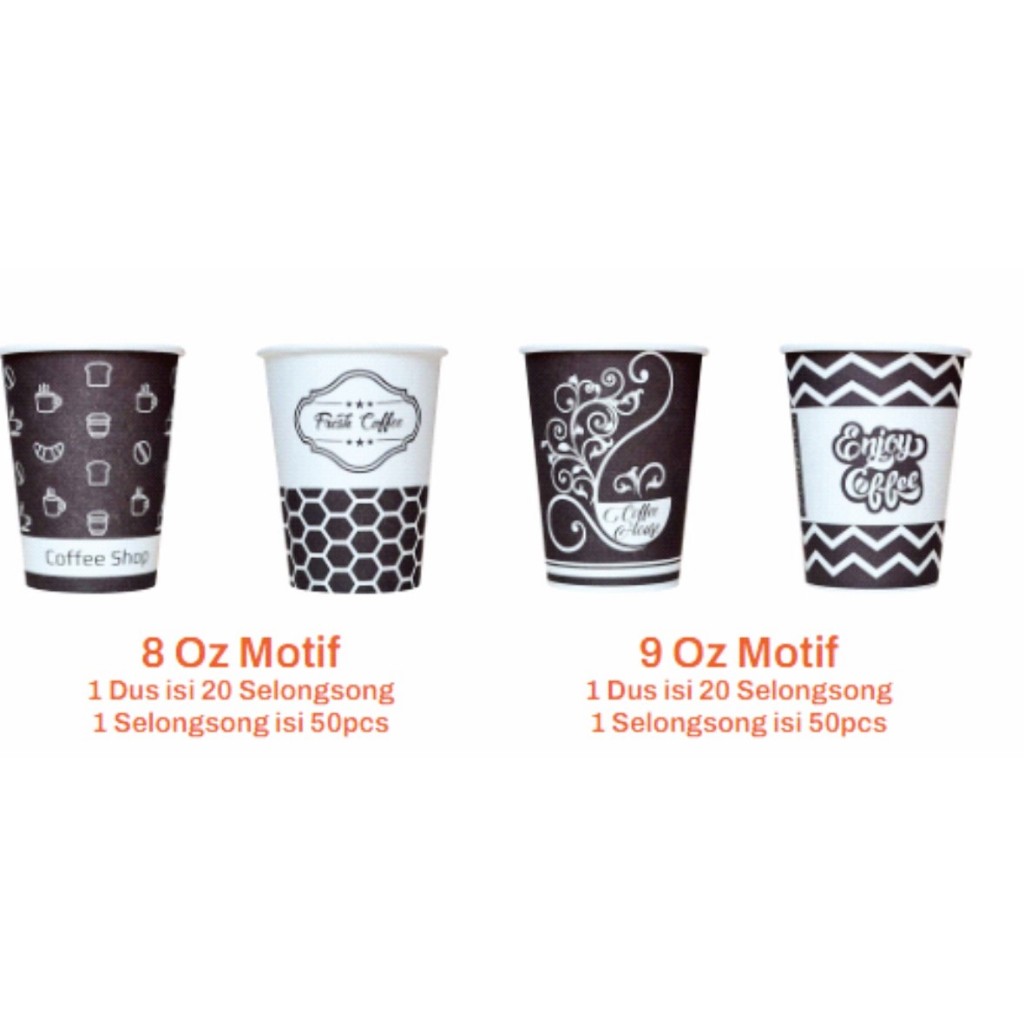 Gelas Kertas kopi motif / paper cup / paper cup kopi tanpa tutup