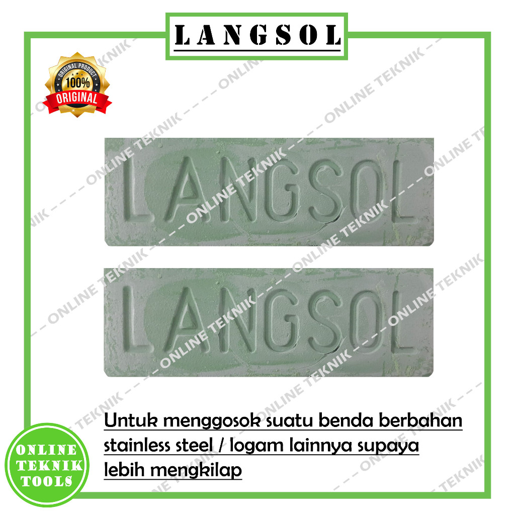 LANGSOL Batu Hijau Gosok Stainless Logam / Sabun Poles / Compound / Langsol Ijo Asli