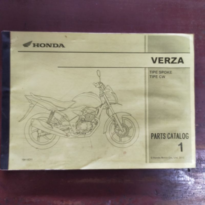 Buku Katalog Sparepart Honda Verza Tahun 2012 Fotocopy