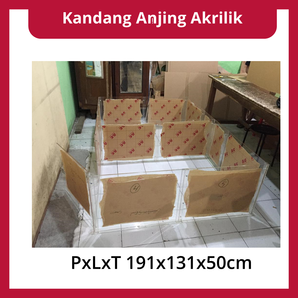 Kandang anjing akrilik PxLxT 191x131x50cm