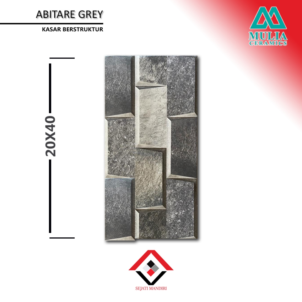 keramik dinding 25x40 - motif batu alam  - mulia abitare grey