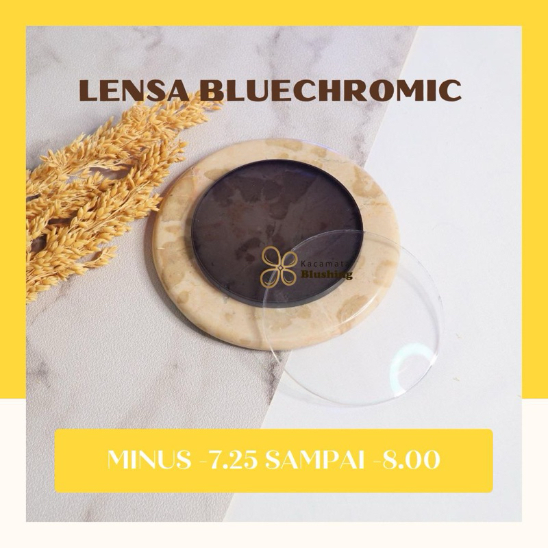 Kacamata blushing - Lensa Bluecrhomic Minus 7,25 sampai 8,00