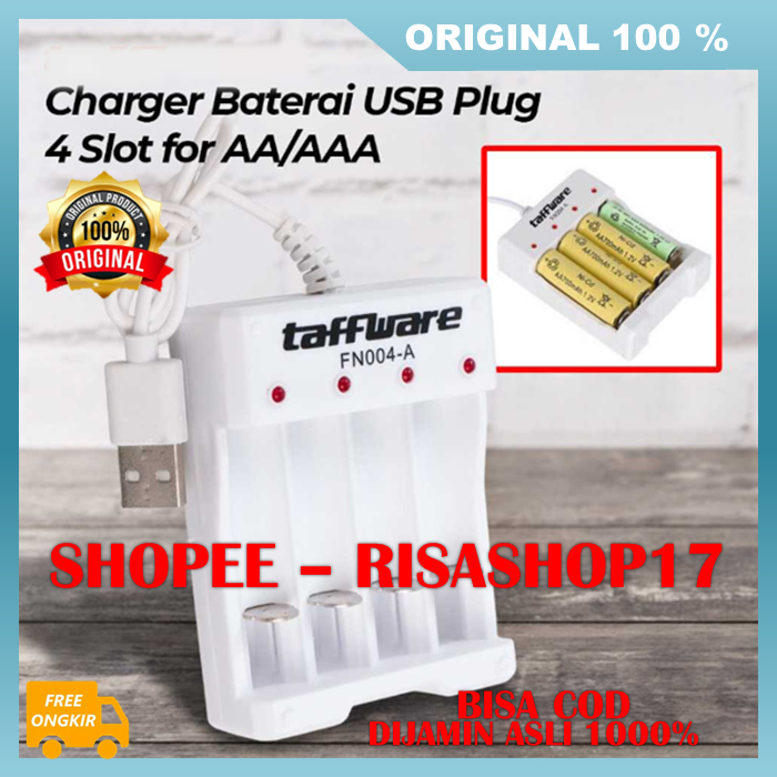 4 Slots Baterry Charger Alat Charger Baterai 4 Slot Charger Baterai AAA 100% ASLI