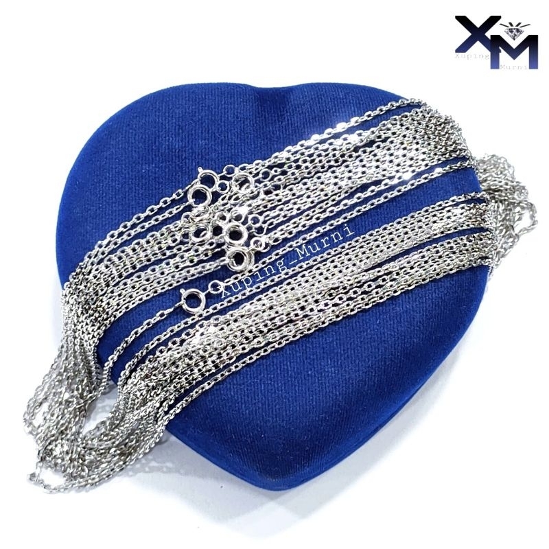 Kalung Xuping Asli Lapis Emas Putih Model Rantai Nori Polos Padat Rantai Model Emas - Perhiasan Xupi