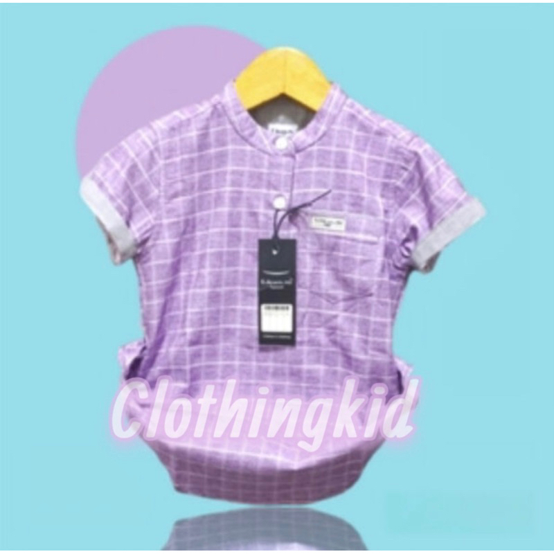 BEST SELLER KURTA ANAK LAKI-LAKI FLANEL/PLANEL KOTAK LILAC LENGAN PENDEK BY LIBAS TERBARU/kurta anak