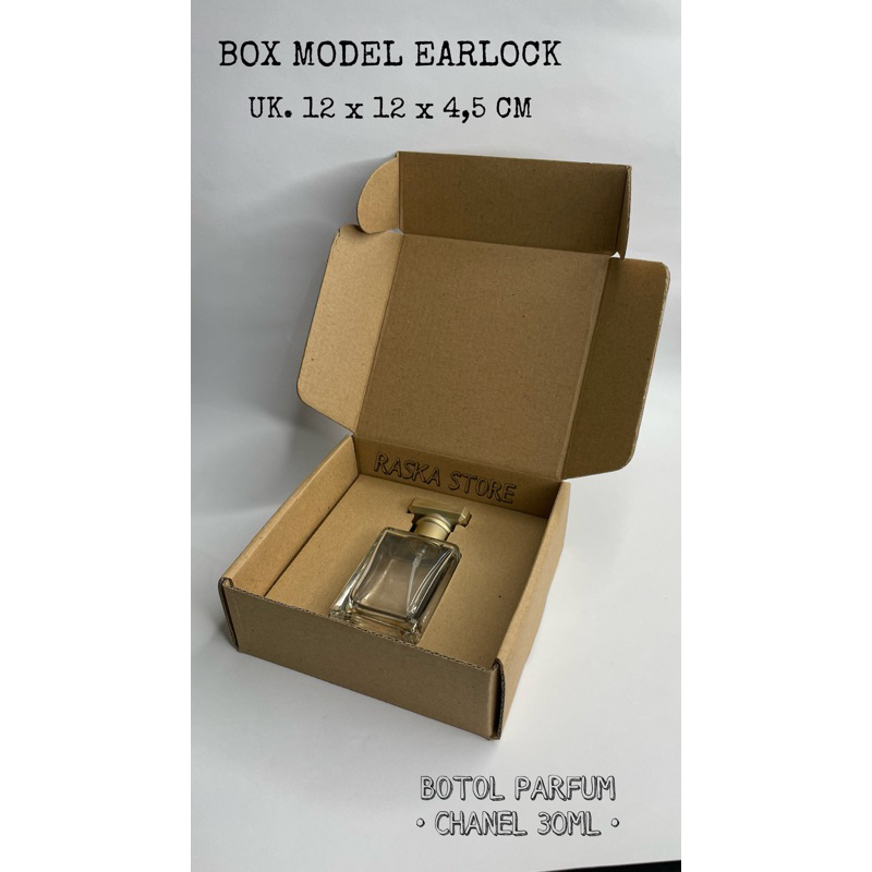 

Kardus Karton UK.12 x 12 x 4,5 Cm model Earlock (Parfume chanel 30 ML)