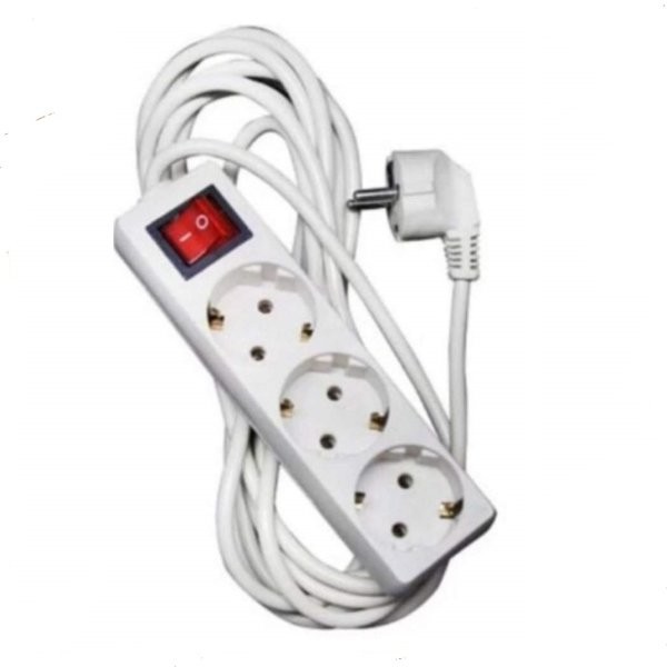 Stop Kontak Orenchi 3 lubang - kabel 5 meter - Putih