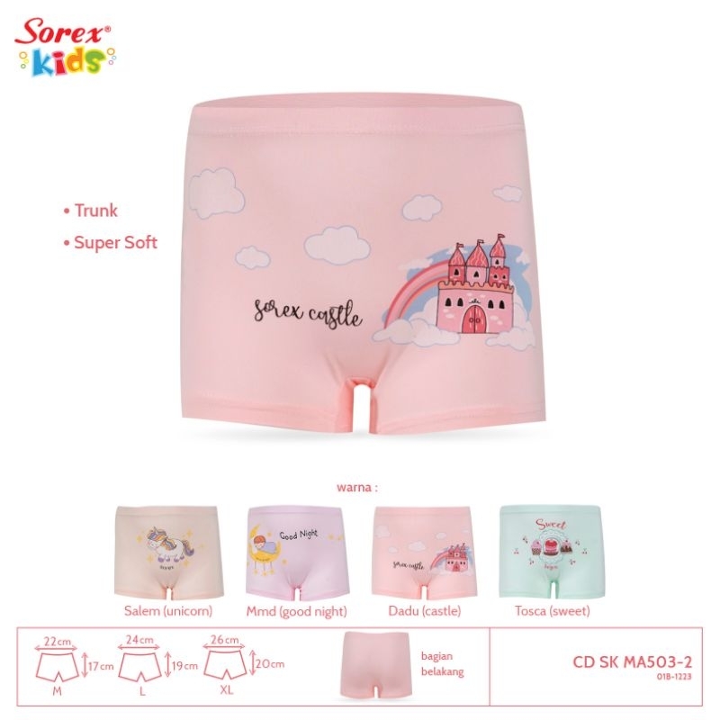 [GROSIR 6PCS]Sorex-Celana Dalam Anak Cewek Sorex Boxer Pendek/Cd Anak Perempuan Sorex Celana Pendek 