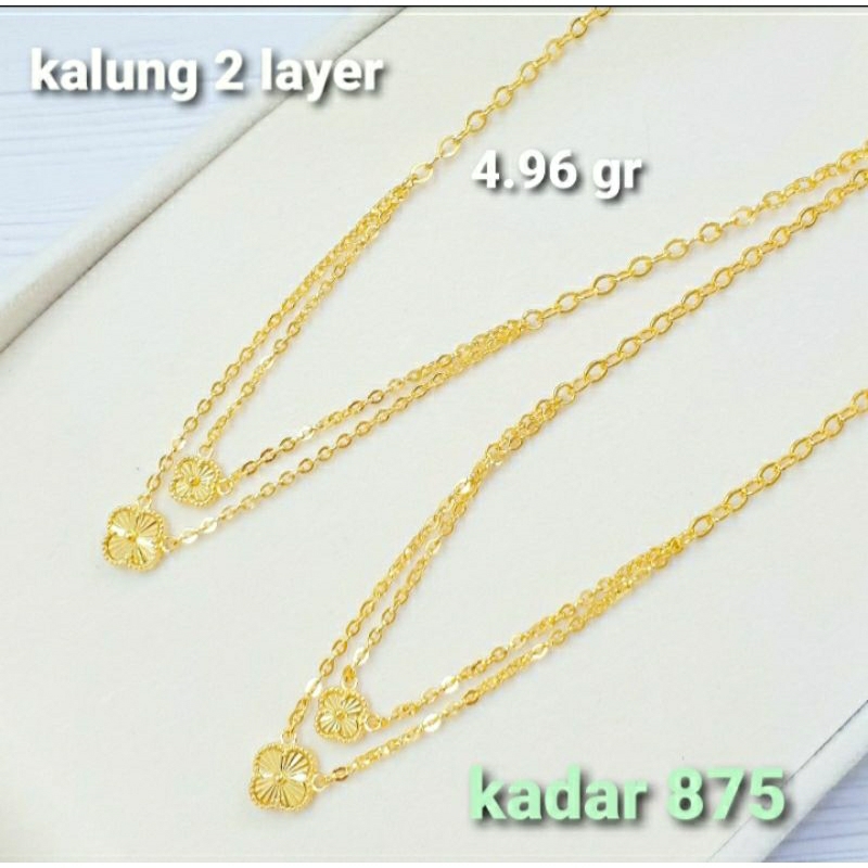 Kalung 2 layer.Emas kadar 875/20k