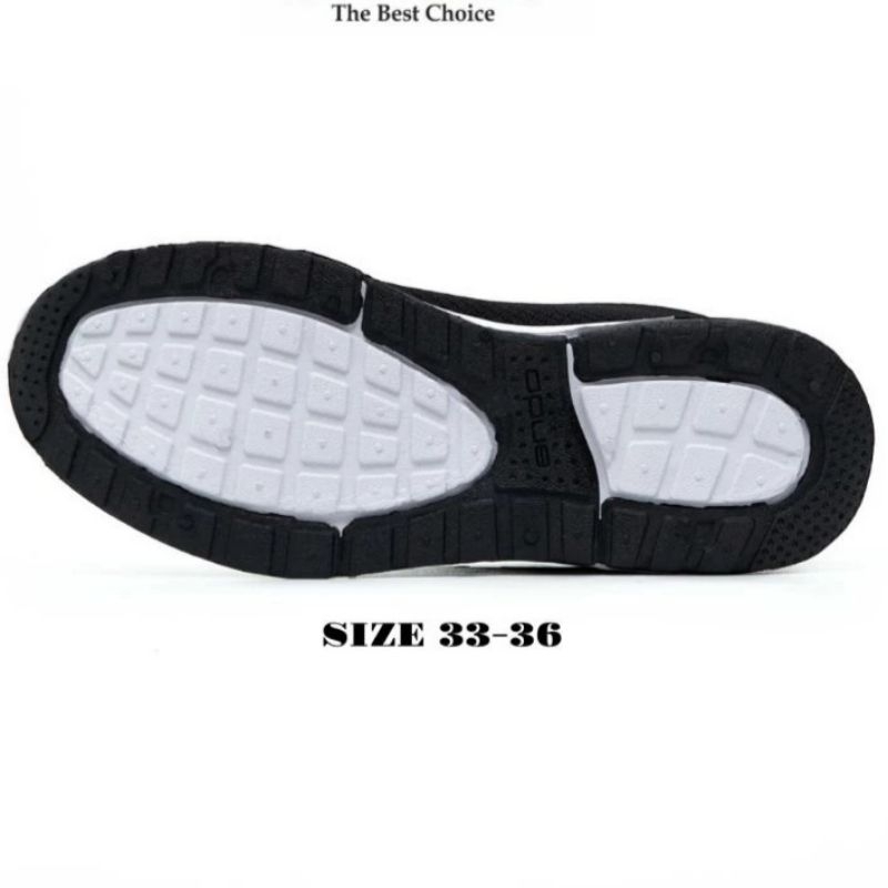 Bergaransi Ando Sepatu Sneakers Sekolah Anak Cewek Cowok Remaja Tanggung Hitam Putih Tali Fashion