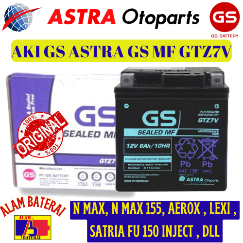 Aki Motor GS ASTRA GTZ7V YAMAHA NMAX , OLD N MAX LAMA , AEROX 155 LAMA , AEROX NEW CONNECTED ABS , L