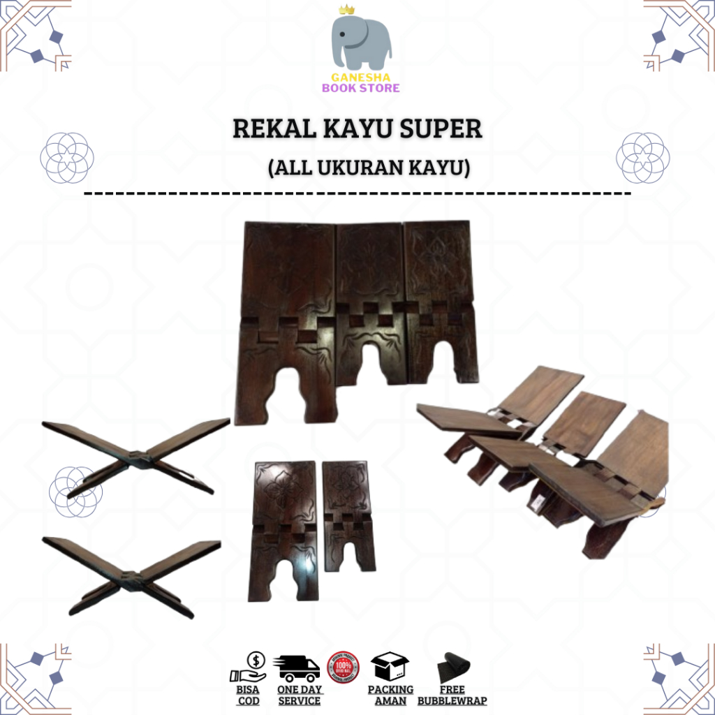 Rekal Alquran Dudukan Meja Baca Iqro Alas Ngaji Kayu Super