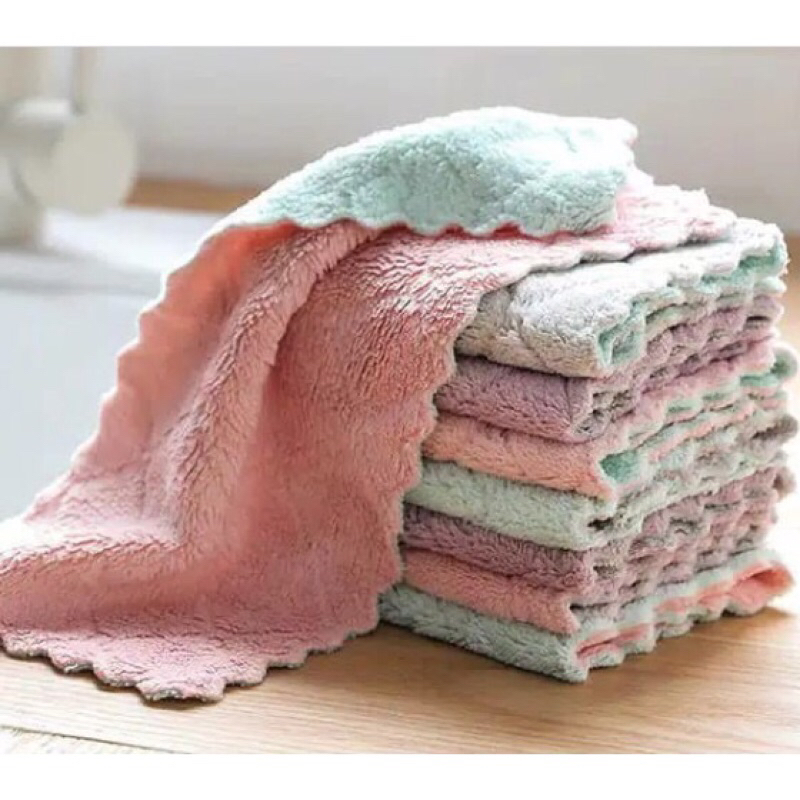 Kain Lap Meja Microfiber Kain Lap Piring Kain Lap Tangan Bahan Kualitas Bagus Gampang Lap Bersih Ker