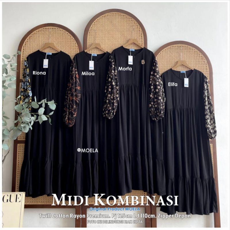 MOELA ~ Midi Kombinasi Dress kekinian