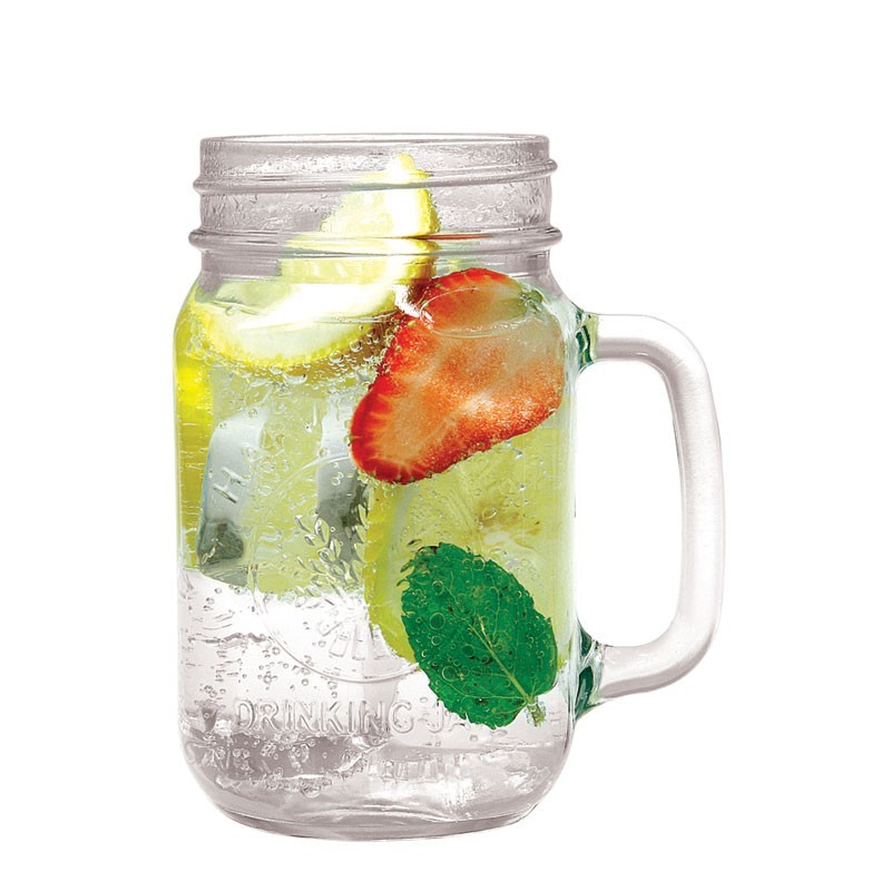 Gelas  Kaca Mug  Warna - Gelas Gagang Tutup Ulir - Gelas Jus Tebal