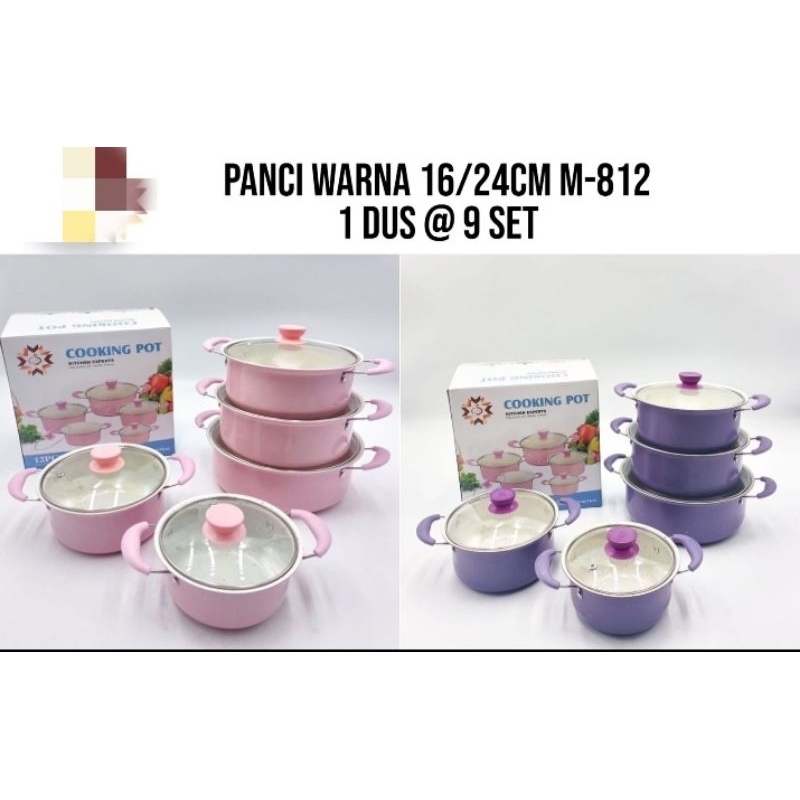Panci warna set 5 tutup kaca